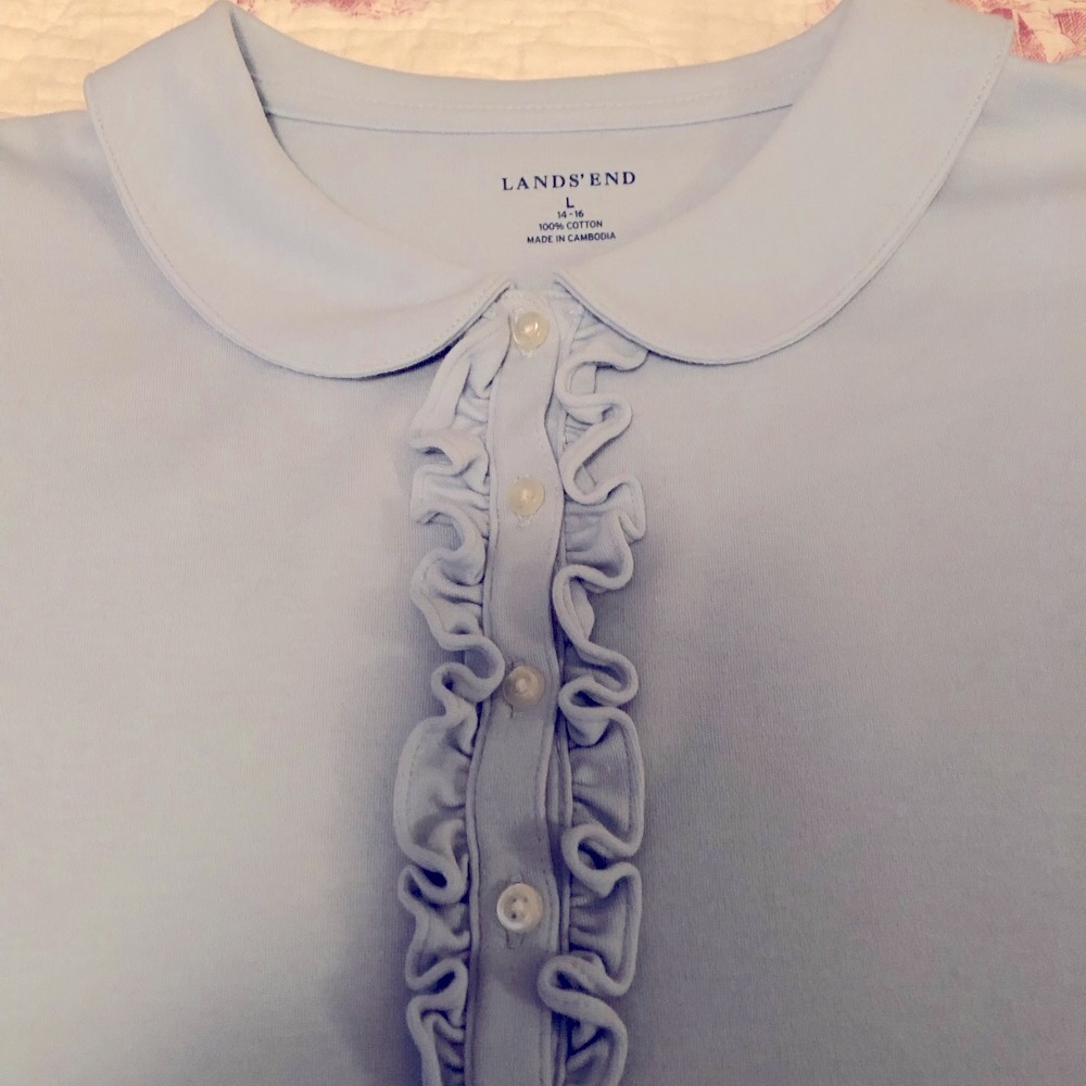 Lands' End Polo Shirt with Ruffle front